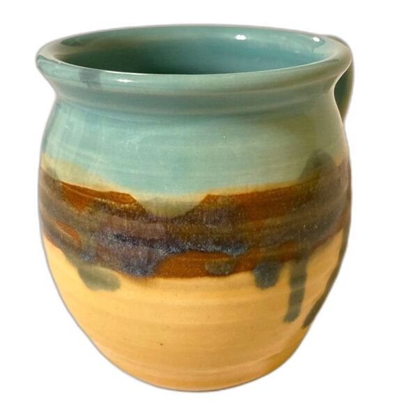MILO Artist Signed Pottery Ceramic Coffee Cup Mug Earthtones Landscape 4 x 5 in - Picture 6 of 11